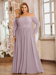 Dentelle Et Mousseline Manches Longues Robes Avec Poches Dusk Grande Taille