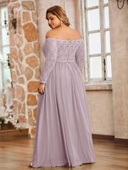 Dentelle Et Mousseline Manches Longues Robes Avec Poches Dusk Grande Taille