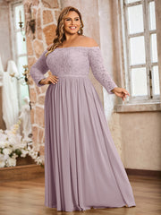 Dentelle Et Mousseline Manches Longues Robes Avec Poches Dusk Grande Taille