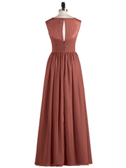 Robes Longues Mousseline avec Col d'Illusionline terracotta Grande Taille