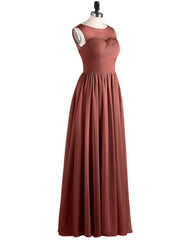 Robes Longues Mousseline avec Col d'Illusionline terracotta
