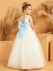 Robe de Fille avec Longueur au Sol en Satin Mat