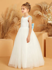 Robe de Fille avec Longueur au Sol en Satin Mat