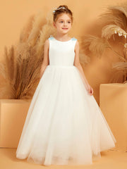 Robe de Fille avec Longueur au Sol en Satin Mat