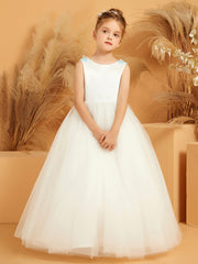 Robe de Fille avec Longueur au Sol en Satin Mat
