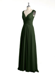 Dentelle Bretelles Col En V Mousseline Robes Avec Poches Olive Verte
