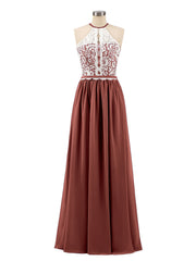 Licou Maxi Robe avec Ivoire Dentelle Bustier terracotta