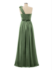 Une Epaule Mousseline Robe avec Fleurs Bretelle Olive Verte Grande Taille
