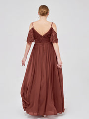 Robe Spaghetti Bretelle Dentelle et Mousseline terracotta