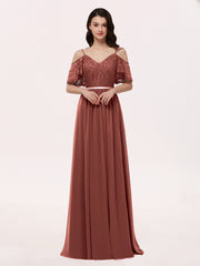 Robe Spaghetti Bretelle Dentelle et Mousseline terracotta