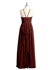 Licou Mousseline Robes Longues De Demoiselle d'Honneur terracotta Grande Taille