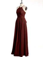 Licou Mousseline Robes Longues De Demoiselle d'Honneur terracotta Grande Taille
