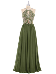 Licou Mousseline avec Or Applique Robe Olive Verte Grande Taille