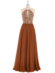 Licou Mousseline avec Or Applique Robe terracotta