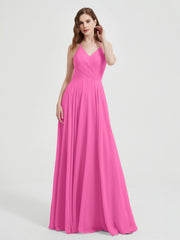Col En V Dos Croisé Mousseline Robes De Demoiselle d'Honneur Azalée Grande Taille