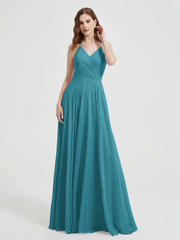 Col En V Dos Croisé Mousseline Robes De Demoiselle d'Honneur Jade Grande Taille