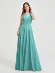Col En V Dos Croisé Mousseline Robes De Demoiselle d'Honneur Spa Grande Taille