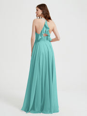 Col En V Dos Croisé Mousseline Robes De Demoiselle d'Honneur Spa Grande Taille