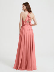 Col En V Dos Croisé Mousseline Robes De Demoiselle d'Honneur Crépuscule Grande Taille