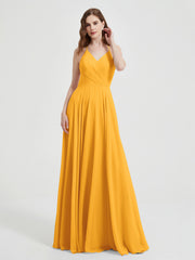 Col En V Dos Croisé Mousseline Robes De Demoiselle d'Honneur Mandarine Grande Taille