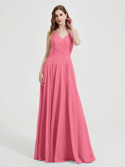 Col En V Dos Croisé Mousseline Robes De Demoiselle d'Honneur Pastèque