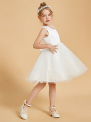Charmantes Robes de Fille à Col en V avec Accents de Nœud Papillon