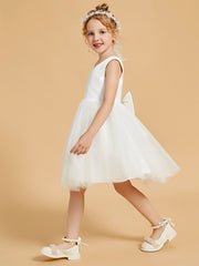 Charmantes Robes de Fille à Col en V avec Accents de Nœud Papillon