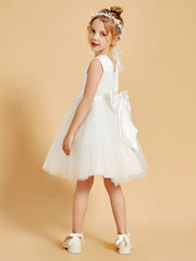 Charmantes Robes de Fille à Col en V avec Accents de Nœud Papillon
