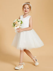 Charmantes Robes de Fille à Col en V avec Accents de Nœud Papillon