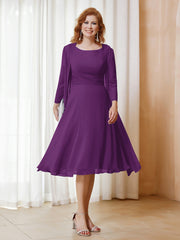 Robe de A-ligne en Mousseline à Manches Longues avec Veste Raisin