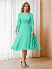 Robe de A-ligne en Mousseline à Manches Longues avec Veste Spa Grande Taille
