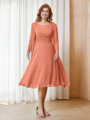 Robe de A-ligne en Mousseline à Manches Longues avec Veste Crépuscule
