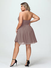 Licou Col en V Mousseline Robe Demoiselle d'honneures Courtes Dusk Grande Taille