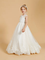 Charmantes Robes de Fille Sans Manches avec Appliques en Dentelle