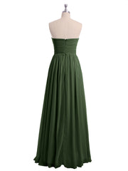 Sans Bretelles Longue Mousseline Robes De Demoiselle d'Honneur Olive Verte