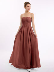 Sans Bretelles Longue Mousseline Robes De Demoiselle d'Honneur terracotta