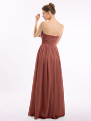 Sans Bretelles Longue Mousseline Robes De Demoiselle d'Honneur terracotta