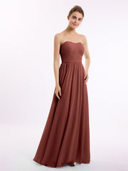 Sans Bretelles Longue Mousseline Robes De Demoiselle d'Honneur terracotta
