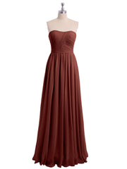 Sans Bretelles Longue Mousseline Robes De Demoiselle d'Honneur terracotta