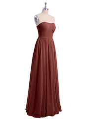Sans Bretelles Longue Mousseline Robes De Demoiselle d'Honneur terracotta