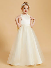 Robes de Fille de Beauté Perlée avec Elégance en Tulle
