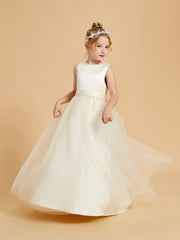 Robes de Fille de Beauté Perlée avec Elégance en Tulle