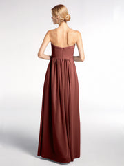 Robe Sans Bretelles Taille Empire en Mousseline avec Poches terracotta