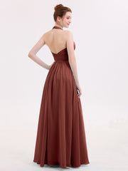 Licou Col en V Mousseline Robe Demoiselle d'honneur terracotta