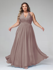 Licou Col en V Mousseline Robe Demoiselle d'honneur Dusk Grande Taille