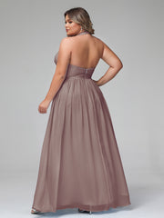 Licou Col en V Mousseline Robe Demoiselle d'honneur Dusk Grande Taille