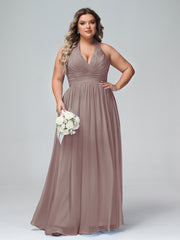 Licou Col en V Mousseline Robe Demoiselle d'honneur Dusk Grande Taille