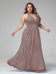 Licou Col en V Mousseline Robe Demoiselle d'honneur Dusk Grande Taille