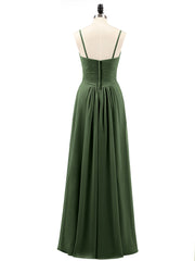 Mousseline Robe Demoiselle d'honneures avec Jupe Cascade Olive Verte