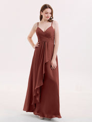 Mousseline Robe Demoiselle d'honneures avec Jupe Cascade terracotta Grande Taille